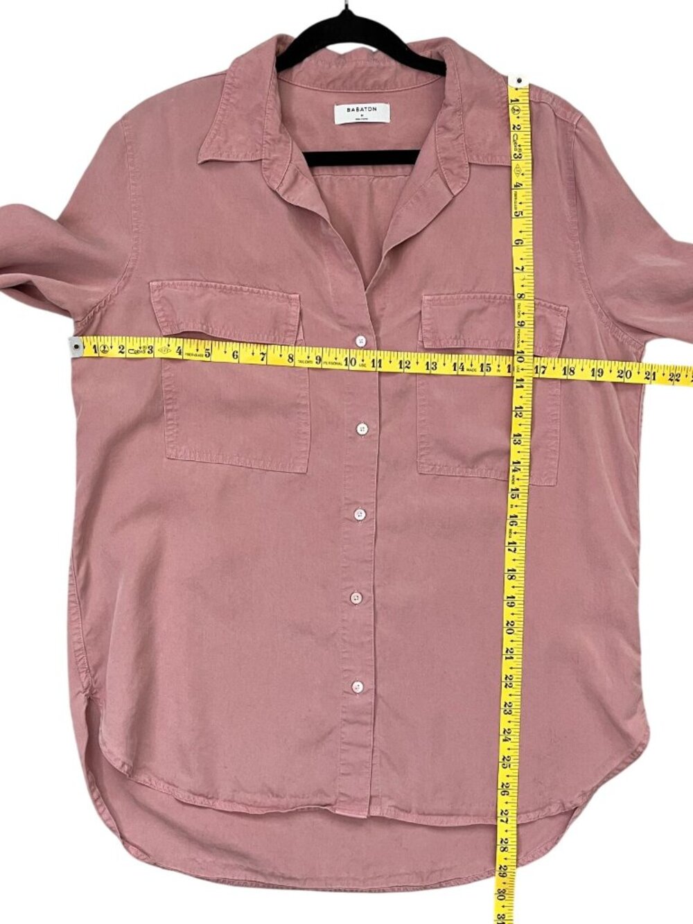 Babaton Dusty Rose Lyocell Utility Button Front Blouse Size M - Picture 11 of 11
